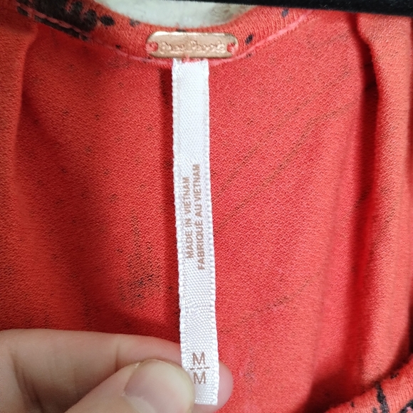 Free People Last Time Orange Print Surplice Bell Sleeve Crop Top Size Medium - Picture 6 of 8